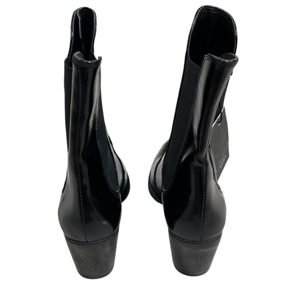 Zara Patent Vegan Leather Slip On Block Heeled Pointed Toe Boots Size 8 NWT - Picture 3 of 8